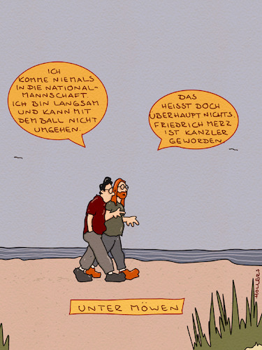 Cartoon: Möwen (medium) by hollers tagged merz,kanzler,fußball,nationalmannschaft,fähigkeiten,möglichkeiten,eignung,merz,kanzler,fußball,nationalmannschaft,fähigkeiten,möglichkeiten,eignung
