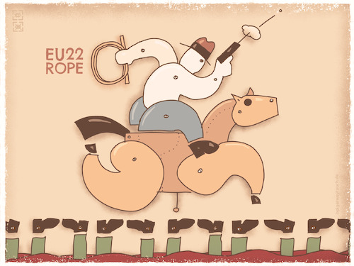 Cartoon: Ohne Worte (medium) by hollers tagged europe,22,2022,cowboy,horse,putin,rope,war,kill,blood,no,words,europe,22,2022,cowboy,horse,putin,rope,war,kill,blood,no,words