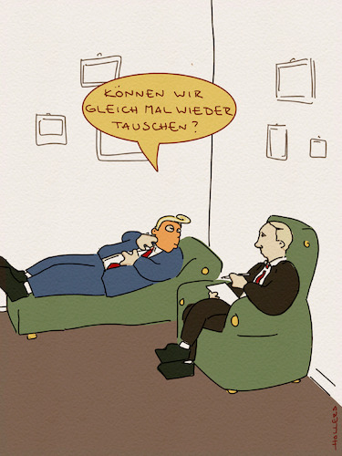 Cartoon: Verhandlung (medium) by hollers tagged psychologe,krank,trump,putin,couch,tauschen,demokratie,usa,russland,ukraine,gaza,nato,krieg,verhandlungen,psychologe,krank,trump,putin,couch,tauschen,demokratie,usa,russland,ukraine,gaza,nato,krieg,verhandlungen