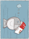 Cartoon: Popdosenfisch (small) by hollers tagged andy,warhol,marilyn,monroe,campbells,tomato,soup,can,fish,pop,art
