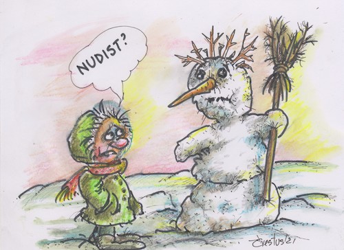 Cartoon: Nudist? (medium) by Erki Evestus tagged winter,nudist,snow,snowman