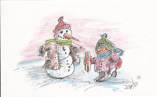 Cartoon: Winter Cold (medium) by Erki Evestus tagged winter,cold