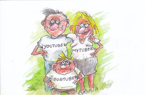 Cartoon: Youtuber. Mytuber. Ourtuber (medium) by Erki Evestus tagged youtube