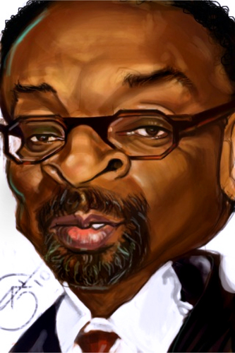 Cartoon: spike lee (medium) by salnavarro tagged caricature,digital,finger,painted,spike,lee,another,joint