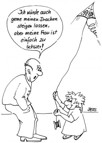 Cartoon: Drachensteigen (medium) by besscartoon tagged bess,frau,spiel,drachen,kind,mann,besscartoon