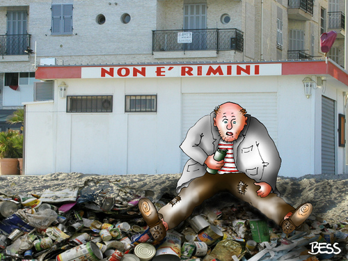 Cartoon: Es ist nicht Rimini (medium) by besscartoon tagged meer,mare,sand,rimini,italien,urlaub,saufen,trinken,müll,penner,tourismus,teutonengrill,ceriale,bess,besscartoon
