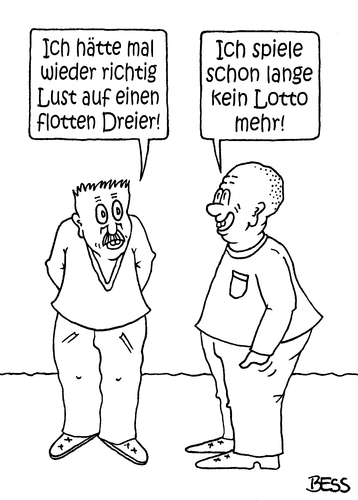 Cartoon: flotter Dreier (medium) by besscartoon tagged mann,männer,sexualität,flotter,dreier,lotto,bess,besscartoon