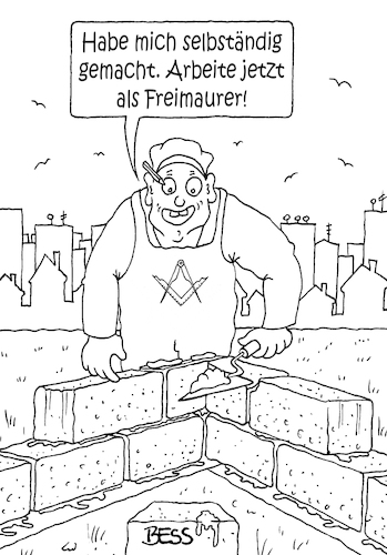 Cartoon: Freimaurer (medium) by besscartoon tagged maurer,arbeit,mann,loge,freimaurer,bess,besscartoon