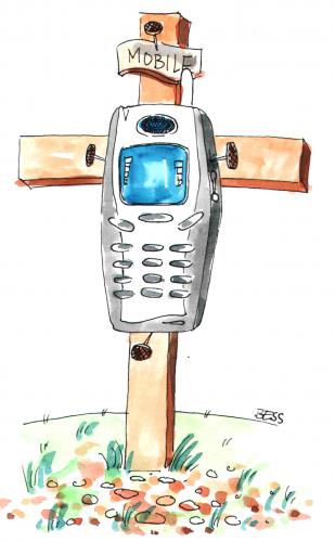 Cartoon: Handymania (medium) by besscartoon tagged telefon,handy,jesus,kreuz,besscartoon,bess,religion
