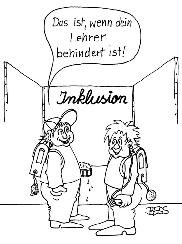 Cartoon: Inklusion (medium) by besscartoon tagged schule,pädagogik,inklusion,behinderung,kinder,lehrer,schüler,bess,besscartoon