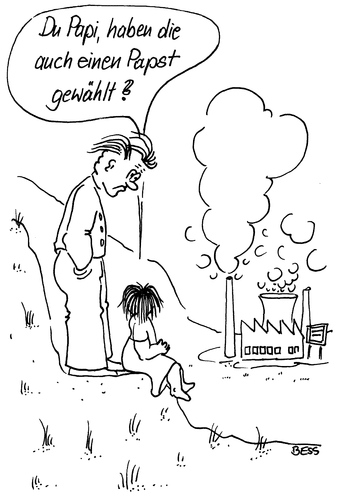 Cartoon: Irrtum (medium) by besscartoon tagged vater,sohn,papst,religion,katholisch,umwelt,fabrik,bess,besscartoon