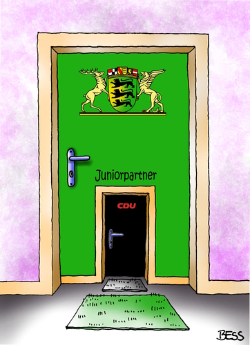 Cartoon: Juniorpartner (medium) by besscartoon tagged regierungsbildung,regierung,wahl,wahlen,landtag,grüne,cdu,kretschmann,winfried,wolf,guido,württemberg,baden,bw,2016,landtagswahl,juniorpartner,bess,besscartoon