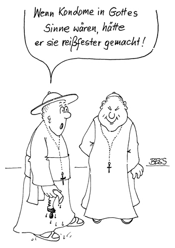 Cartoon: K O N  Dom (medium) by besscartoon tagged religion,kirche,christentum,pfarrer,katholisch,kondom,verhütung,ethik,bess,besscartoon,gott