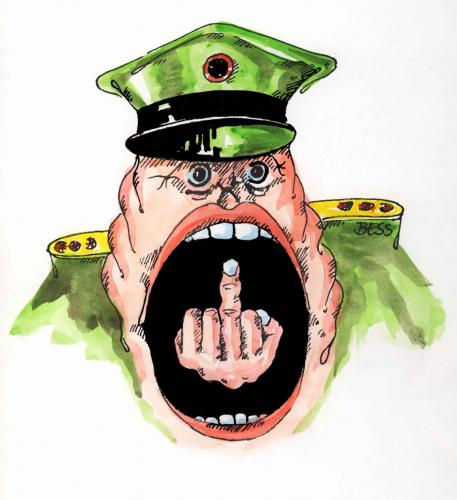 Cartoon: ohne Titel (medium) by besscartoon tagged besscartoon,bess,mann,armee,stinkefinger,soldat,militär
