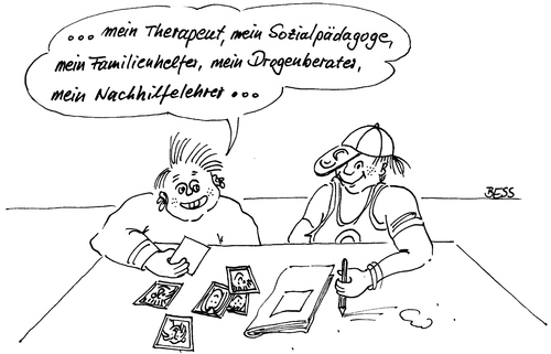 Cartoon: Schöne neue Welt!? (medium) by besscartoon tagged kinder,therapeut,sozialpädagoge,schule,angeber,bess,besscartoon