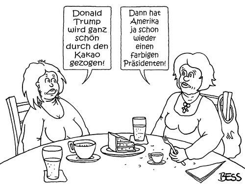 Cartoon: schon wieder (medium) by besscartoon tagged amerika,usa,donald,trump,präsident,kakao,farbig,farbiger,politik,frauen,bess,besscartoon