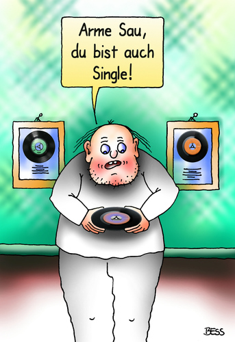 Cartoon: Single (medium) by besscartoon tagged mann,single,schallplatte,arme,sau,bess,besscartoon