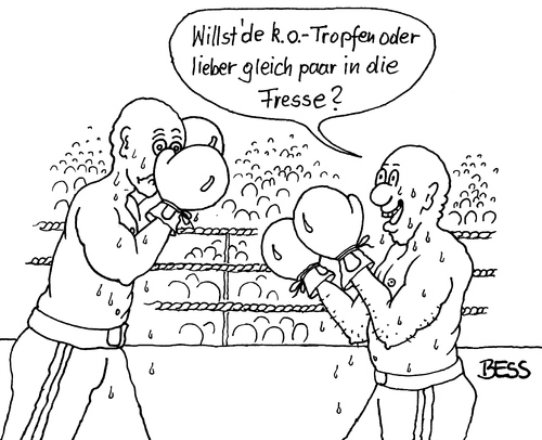 Cartoon: Was du wollen? (medium) by besscartoon tagged männer,boxer,boxen,sport,ko,tropfen,kotropfen,schlagen,boxkampf,fresse,schmerzen,bess,besscartoon