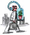 Cartoon: schöne neue Welt (small) by besscartoon tagged umweltverschmutzung,umweltzerstörung,co2,luft,geschäft,mensch,mann,bess,besscartoon