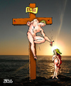 Cartoon: Das Kreuz mit dem Kreuz (small) by besscartoon tagged religion,christentum,kirche,katholisch,jesus,zölibat,kreuz,liebe,bess,besscartoon,paar