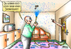 Cartoon: Deckenfluter (small) by besscartoon tagged mann,frau,ehe,beziehung,wohnen,lampe,licht,wasser,schlauch,deckenfluter,bess,besscartoon