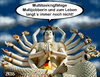 Cartoon: Multijobber (small) by besscartoon tagged shiva,lebensunterhalt,arbeitswelt,frau,multijobber,multitasking,arbeit,arge,geld,bess,besscartoon