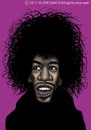 Cartoon: Jimmi Hendrix (small) by Vlado Mach tagged jimi,hendrix,guitar,music,red,house,hey,joe