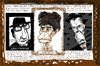 Cartoon: triptych (small) by Dunlap-Shohl tagged elvis,costello,tom,waits,lou,reed,london,1981