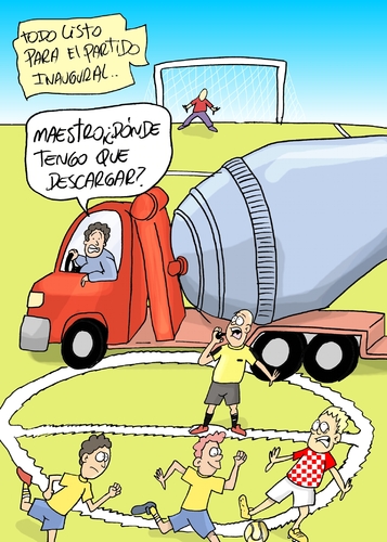 Cartoon: brazil partido inaugural (medium) by lucholuna tagged brasil,estadios