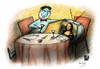 Cartoon: TV and Culture (small) by Osama Salti tagged tv monalisa restaurant solidity influence loneliness date culture