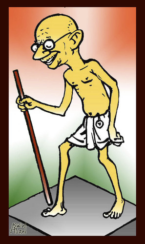 Cartoon: GANDHI (medium) by Aswini-Abani tagged gandhi,politics,india,british,satyagraha,revolution,peace,hunger,strike,aswini,abani,aswiniabani,asabtoons