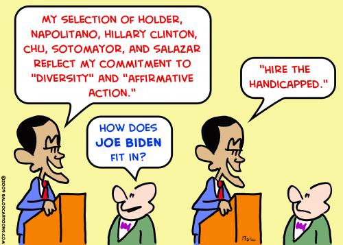 Cartoon: 1hire handicapped obama biden (medium) by rmay tagged hire,handicapped,obama,biden