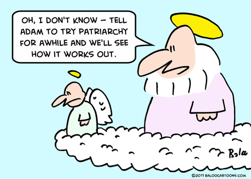 Cartoon: adam eve god patriarchy angel (medium) by rmay tagged adam,eve,god,patriarchy,angel,heaven