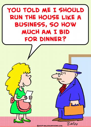 Cartoon: bid for dinner business (medium) by rmay tagged bid,for,dinner,business