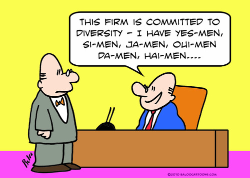 Cartoon: boss yes-men ja-men (medium) by rmay tagged boss,yes,hai,ja,si,oui,men