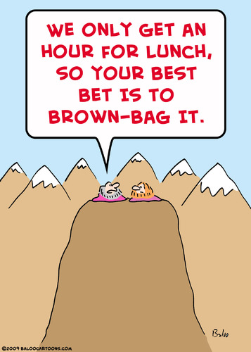 Cartoon: brown bag gurus lunch hour (medium) by rmay tagged brown,bag,gurus,lunch,hour