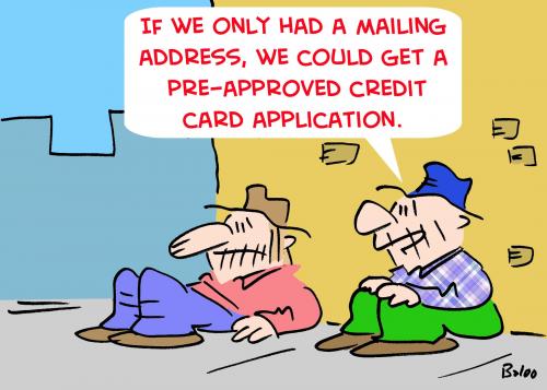 Cartoon: BUMS CREDIT CARD MAILING (medium) by rmay tagged bums,credit,card,mailing,address