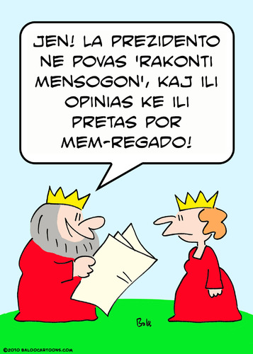 Cartoon: cannot tell lie king  esperanto (medium) by rmay tagged cannot,tell,lie,king,esperanto