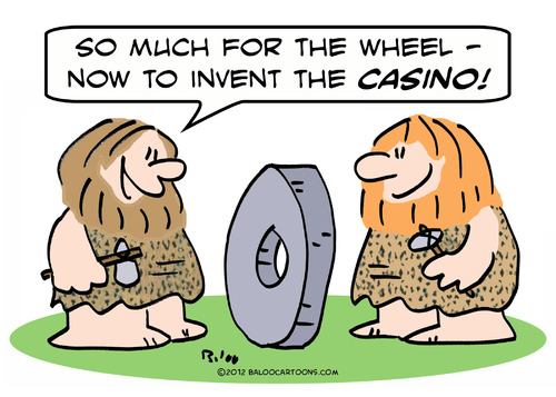 Cartoon: caveman invent casino wheel (medium) by rmay tagged caveman,invent,wheel
