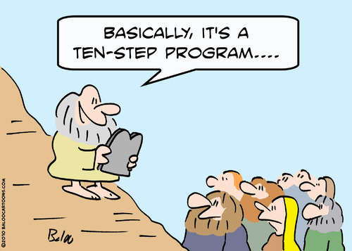 Cartoon: commandments moses ten step prog (medium) by rmay tagged commandments,moses,ten,step,program