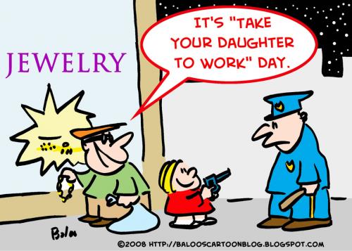 Cartoon: COP BURGLAR GIRL DAUGHTER WORK D (medium) by rmay tagged cop,burglar,girl,daughter,work,day