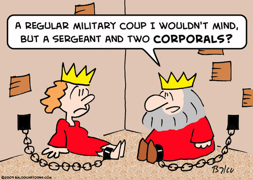 Cartoon: corporals king queen military co (medium) by rmay tagged corporals,king,queen,military,coup