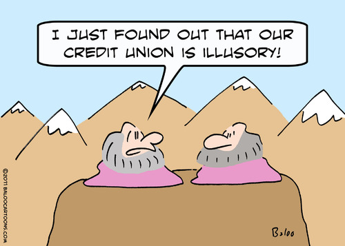 Cartoon: credit union illusory gurus (medium) by rmay tagged credit,union,illusory,gurus