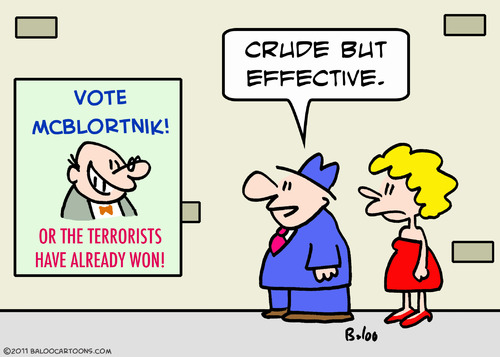Cartoon: crude effective vote terrorists (medium) by rmay tagged crude,effective,vote,terrorists,won,politician