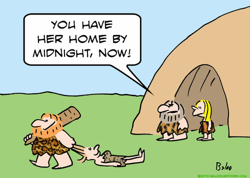 Cartoon: date caveman home midnight drag (medium) by rmay tagged date,caveman,home,midnight,drag