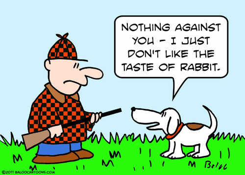 Cartoon: dog hunter taste rabbit (medium) by rmay tagged dog,hunter,taste,rabbit
