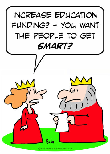 Cartoon: education king queen funding (medium) by rmay tagged education,king,queen,funding