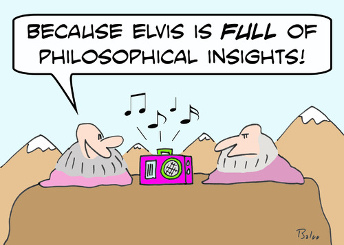 Cartoon: elvis philosophical insights gur (medium) by rmay tagged elvis,philosophical,insights,gurus,boom,box