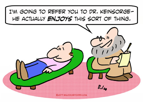 Cartoon: enjoys psychiatrist refer (medium) by rmay tagged enjoys,psychiatrist,refer