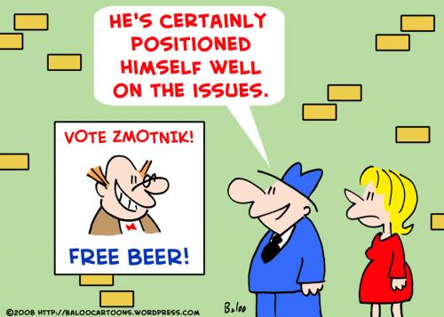 Cartoon: FREE BEER VOTED POSITIONED WELL (medium) by rmay tagged free,beer,voted,positioned,well